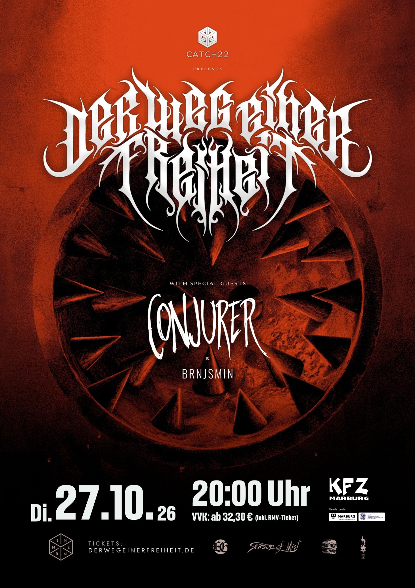 Der Weg Einer Freiheit, Marburg, KFZ, Conjurer, Live Musik, Heavy Metal, core, Rock, 27.10.2026